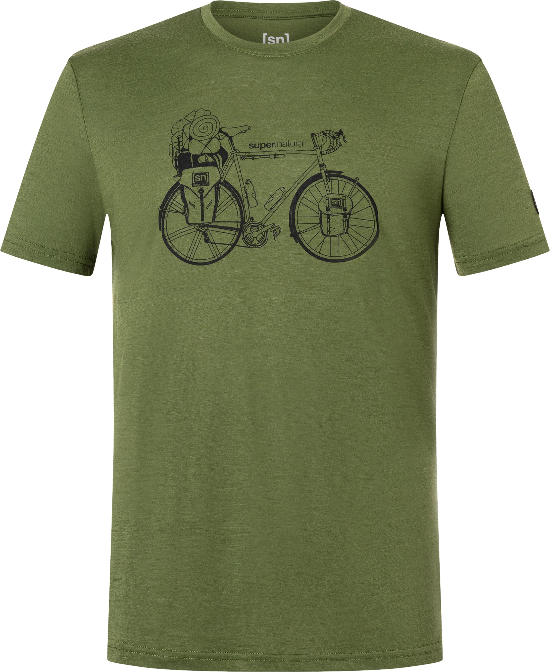 WANDER WHEEL Herren-Kurzarm-Merino-Shirt / chive/jet  / L