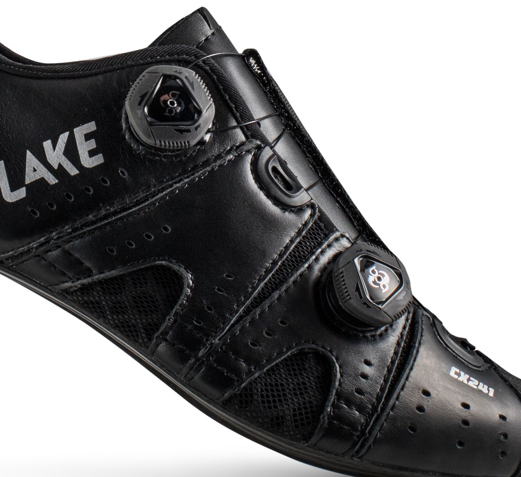Lake CX241X Rennvelo- Schuhe - breitere Passform / schwarz-silber / 42