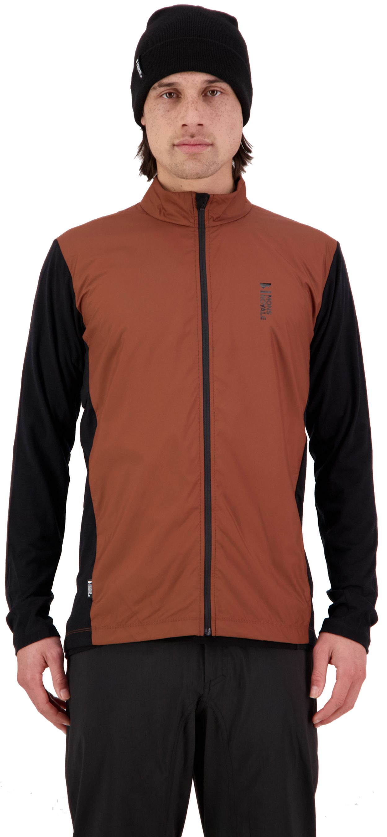 REDWOOD WIND Herren-Merino-Langarmtrikot mit Windschutz / dark copper/black / S