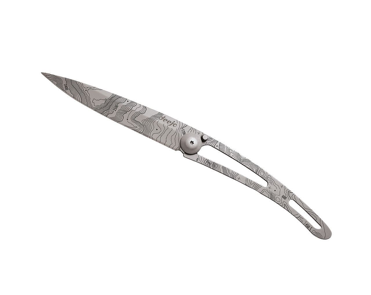 KLAPPMESSER mit TOPOGRAFIE / silber