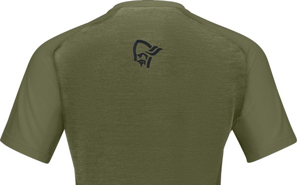 FJØRÅ WOOL SS Damen-Merino-Kurzarmshirt / olive night / S