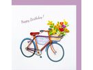 Paper Quilling Karte Fahrrad Happy Birthday / violett