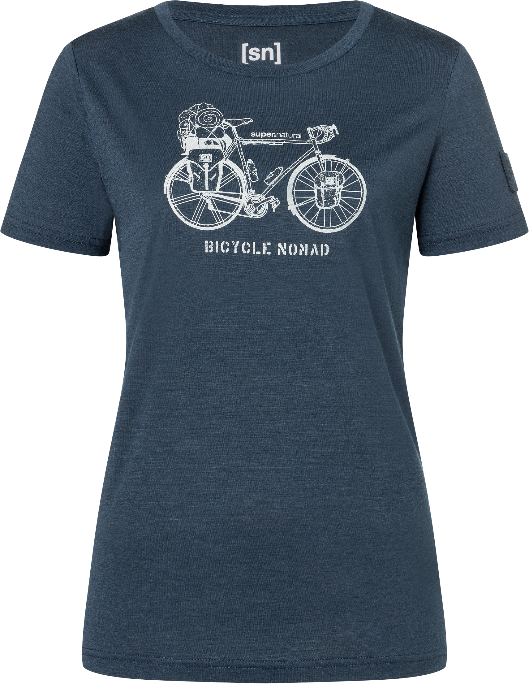 BICYCLE NOMAD BIO Damen-Kurzarm-Merino-Shirt / blueberry/feather grey / S