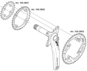 XT M780 4arm-Kettenblätter 10fach / schwarz / 42 Z/L 104mm