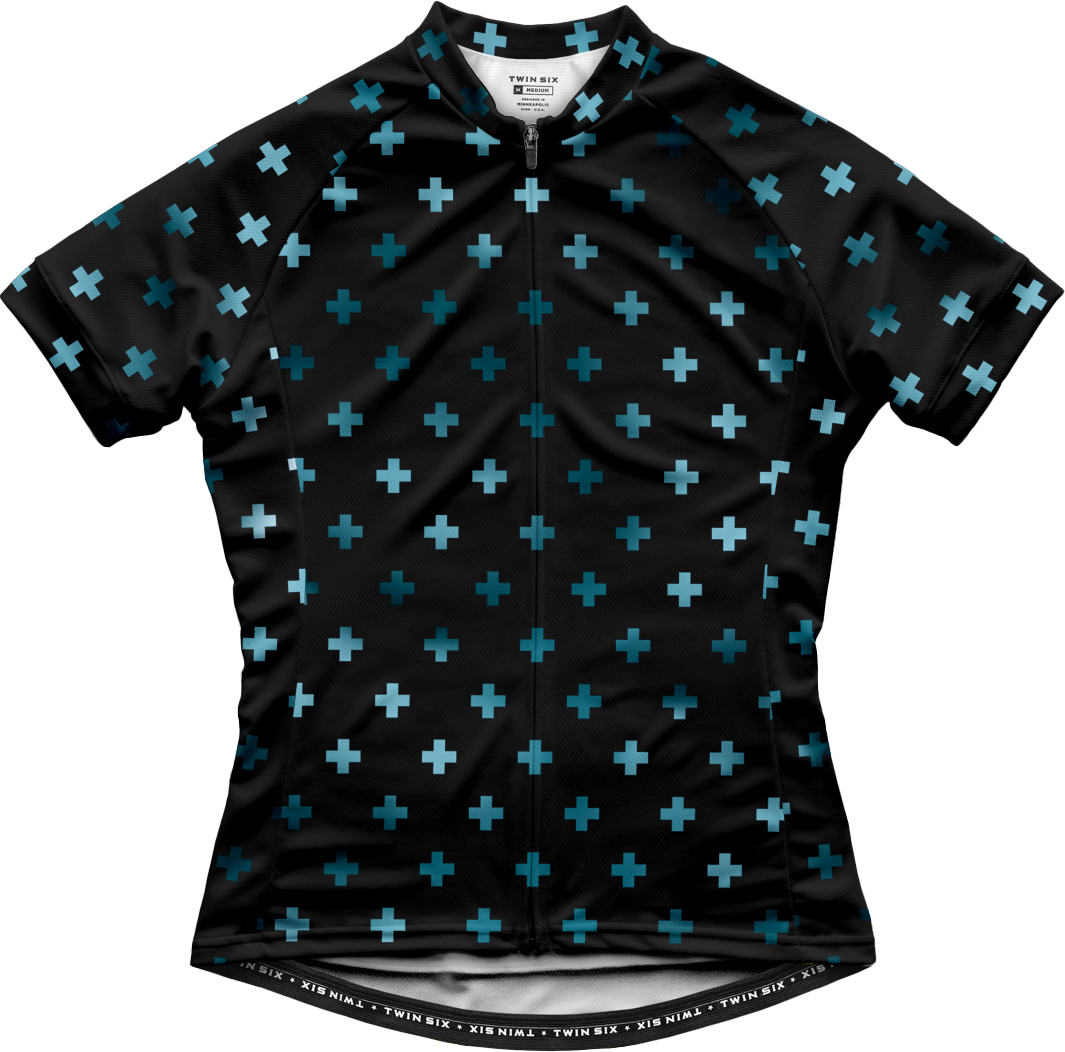 THE FURTHERMORE Damen-Kurzarmtrikot / black/blue / L