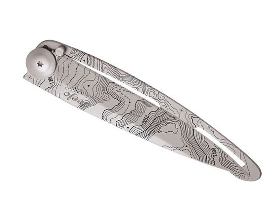 KLAPPMESSER mit TOPOGRAFIE / silber