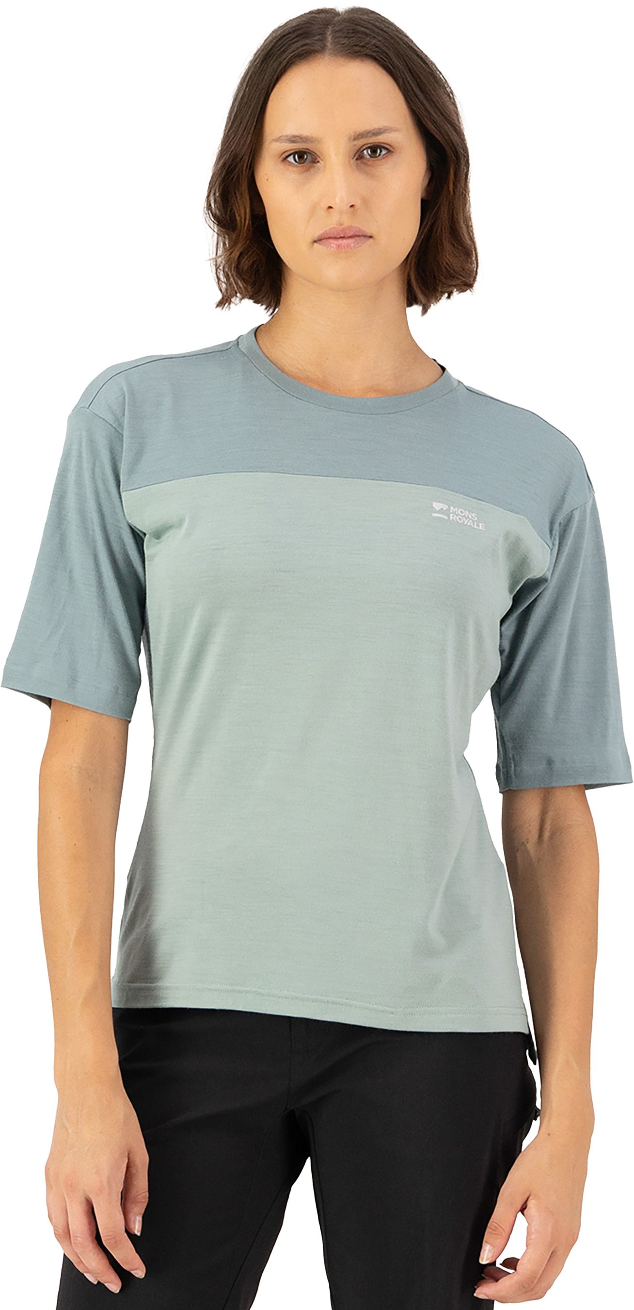 DIVERSION Damen-Merino-Kurzarmshirt / dew/desert sage / S