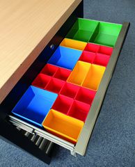 Schubladen Einsatzboxen-Set 39-tlg. / rot, gelb, blau, grün