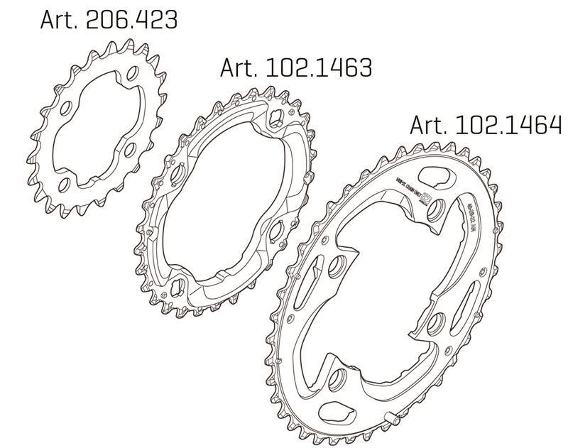 XT M770/782 4-Arm-Kettenblätter 10-fach, LØ 64/96mm / schwarz / 30 Zähne