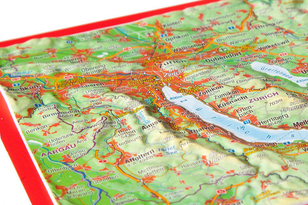 GEORELIEF ZÜRICHSEE 3D-Postkarte