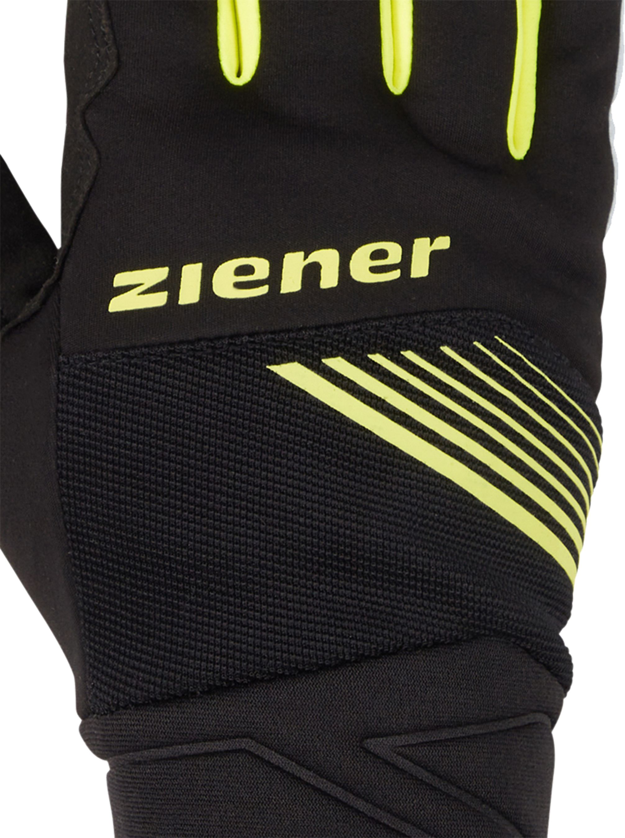 DIRICH TOUCH Unisex-Softshellhandschuhe / black/poison yellow / L=9