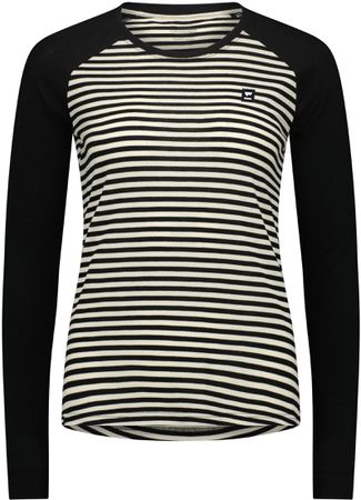ICON RAGLAN Damen-Merino-Langarmshirt / mr stripe/black / L