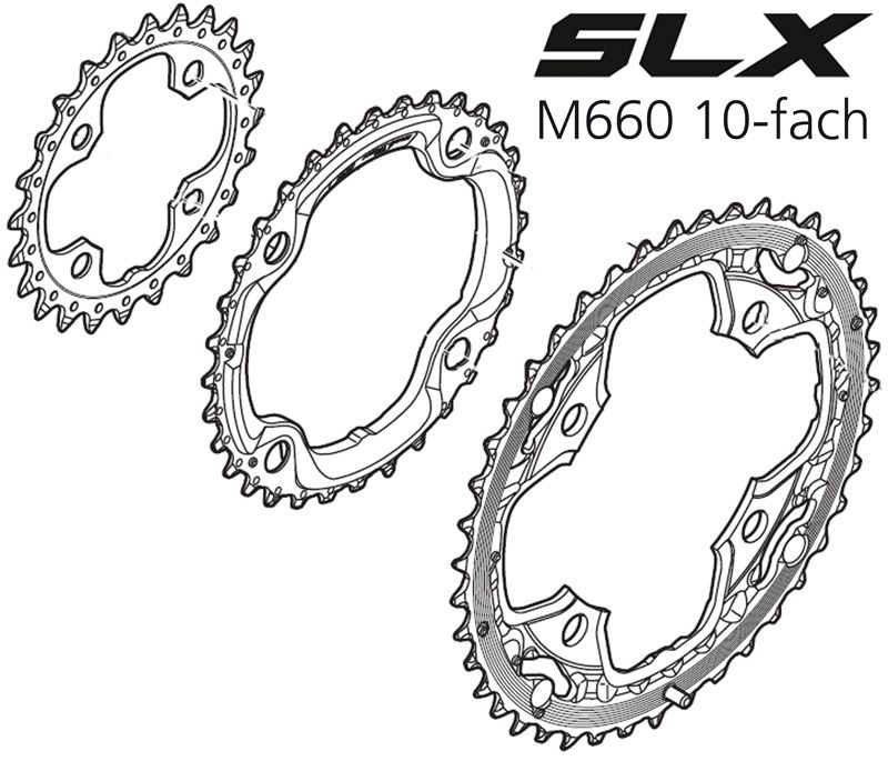 SLX M660 4arm-Kettenblätter 10fach / schwarz / 24 Z/L 64mm