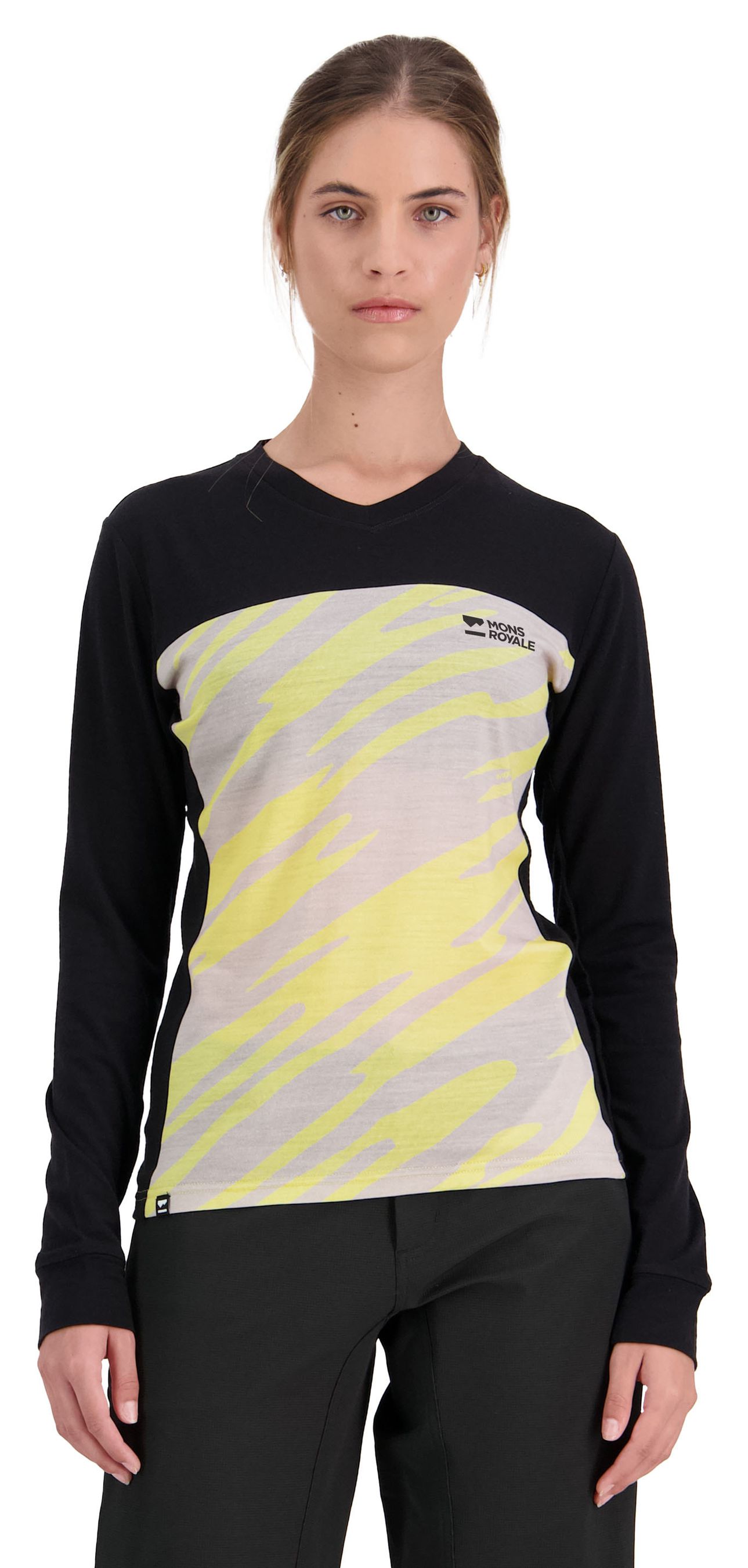 REDWOOD ENDURO Damen-Langarmshirt / limelight camo/black / L