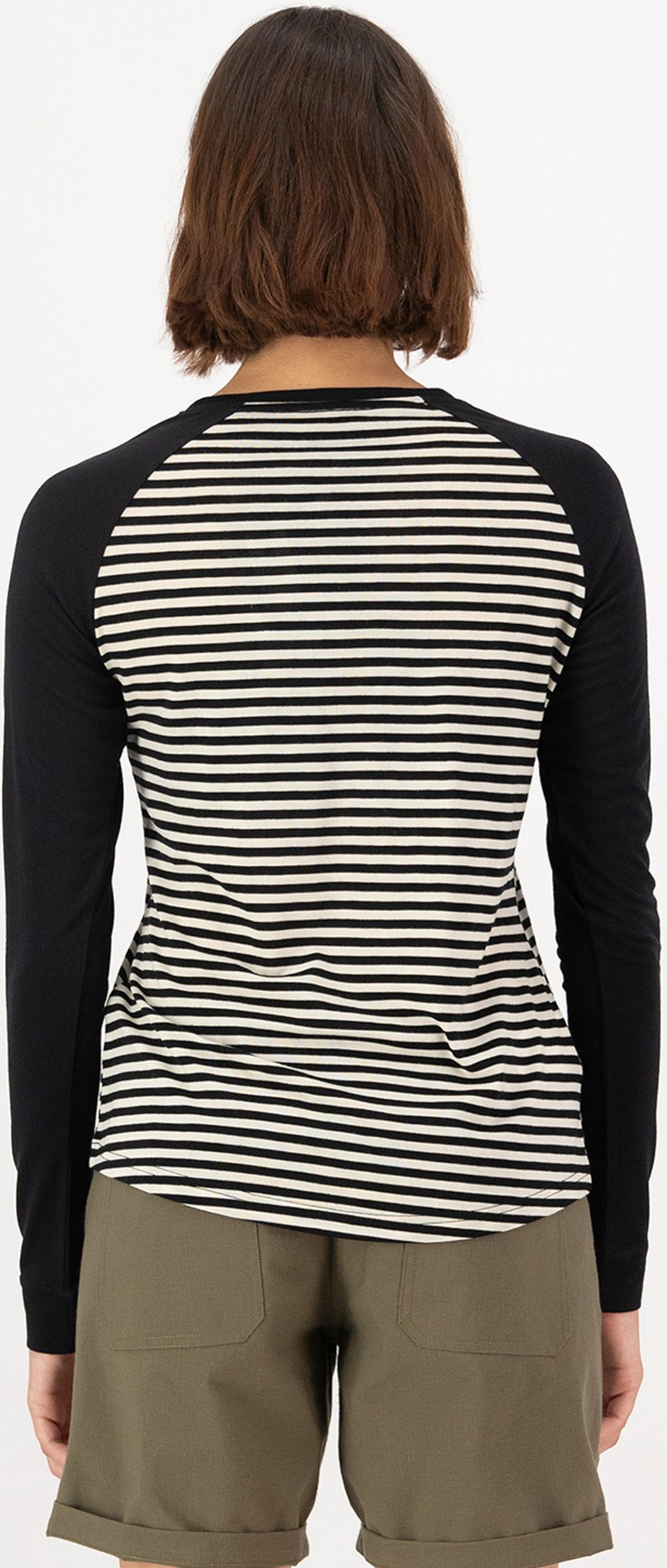 ICON RAGLAN Damen-Merino-Langarmshirt / mr stripe/black / L