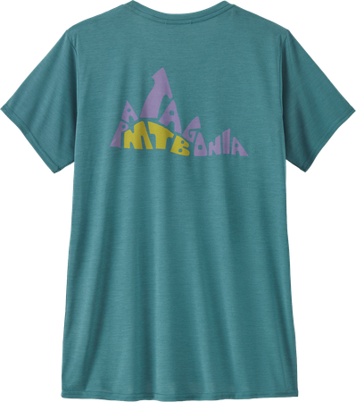 CAP COOL DAILY Damen-Kurzarmshirt / berm logo: wetland blue x-dye / M