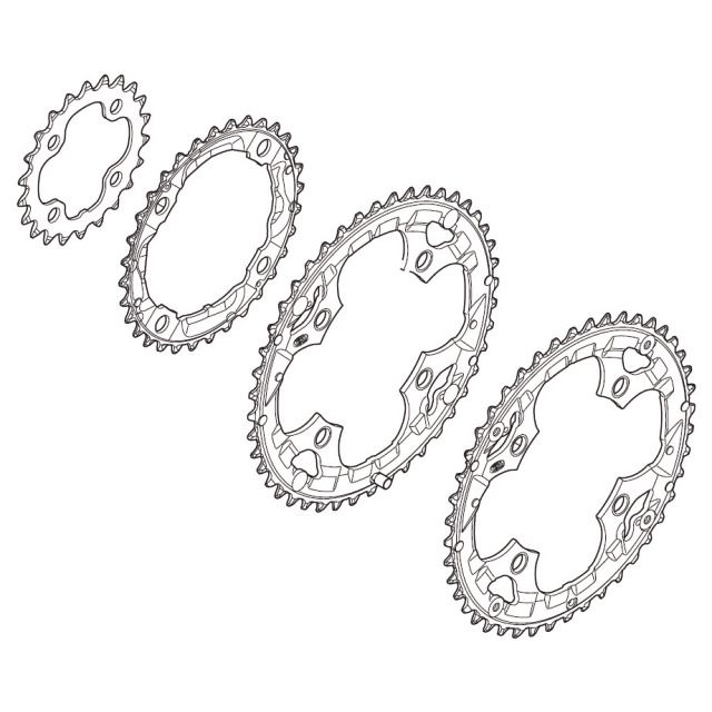 DEORE M590 4-Arm-Kettenblätter 9-fach LØ 64/104mm / grau / 44 Zähne