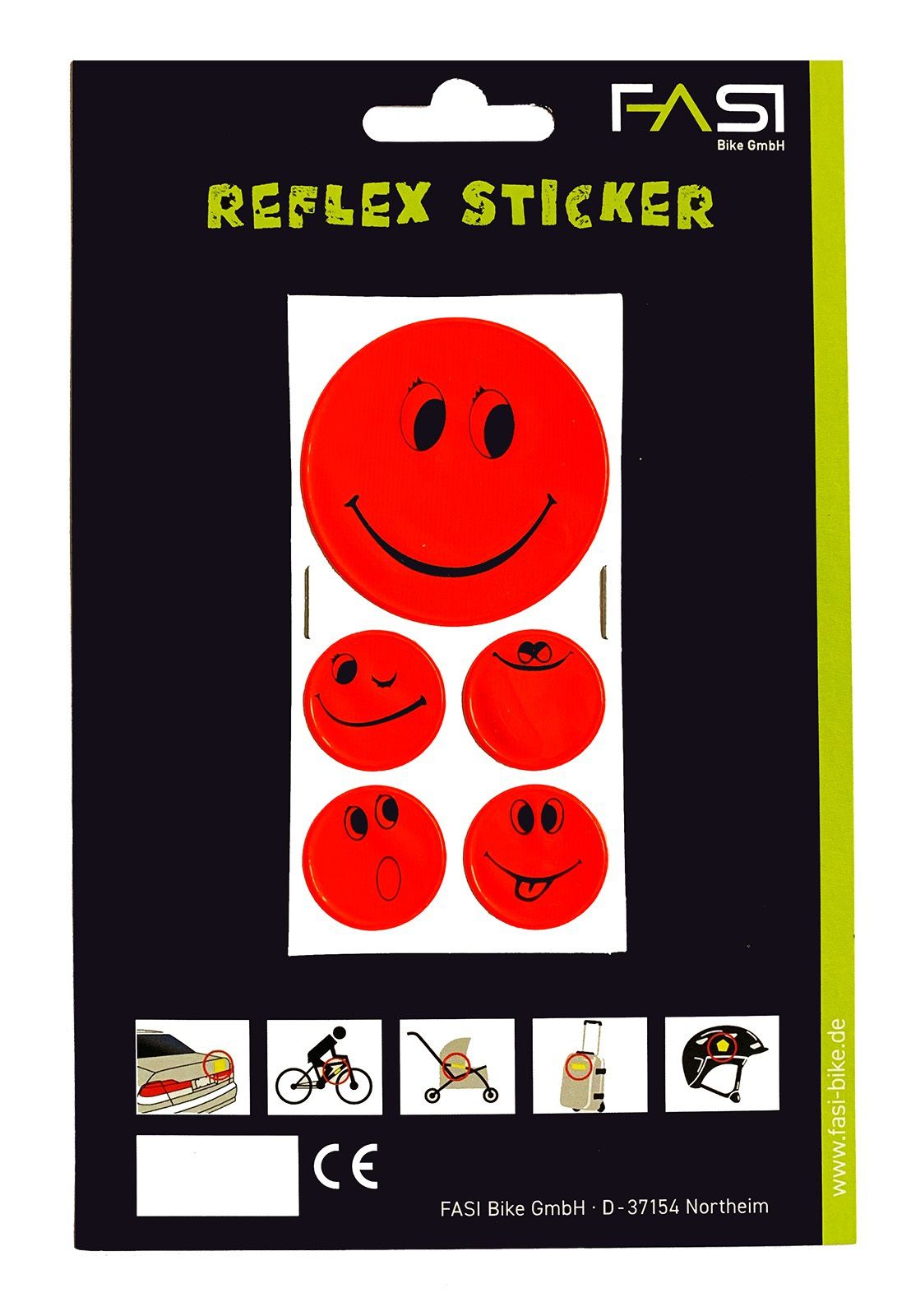 Reflex-Sticker Smileys / rot