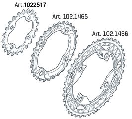 SLX  M672 Kettenblätter, 4arm, 10fach, LØ 64/96mm / schwarz / 22 Zähne