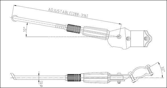 Seitenstütze CD-104 Montage nur an Kettenstrebe / schwarz