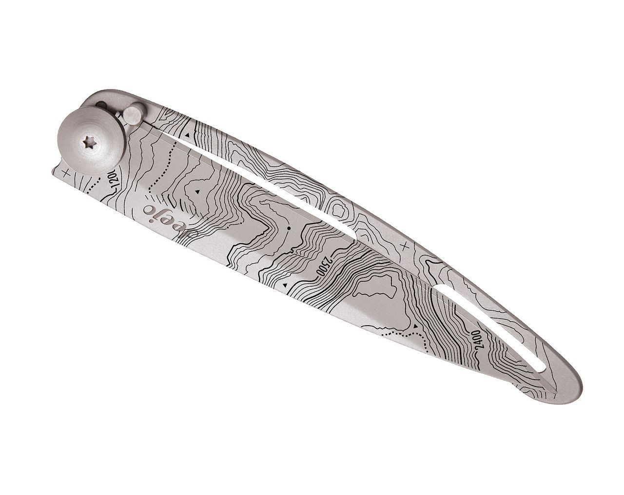 KLAPPMESSER mit TOPOGRAFIE / silber