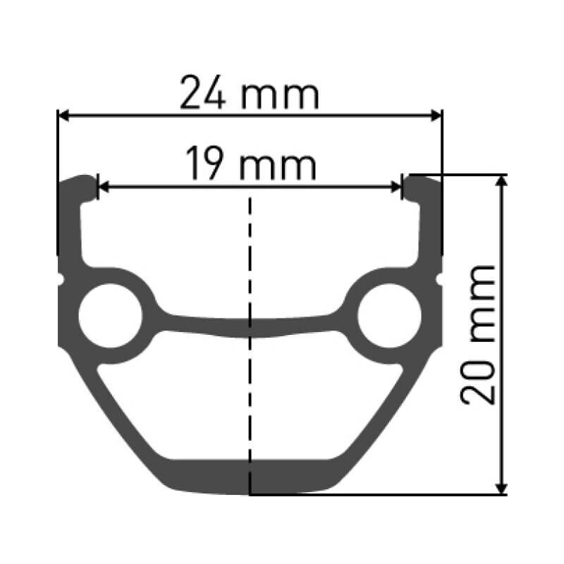 TK 535 DT Felge / black / 26", 19mm, 32L, RimBrake