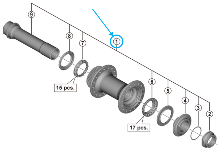 Achse komplett HB-MT400/B / HB-MT400, 100 mm