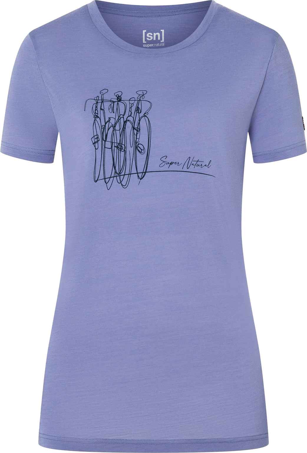 BIKE ART Damen-Kurzarm-Merino-Shirt , Blue Violet - Hauptansicht
