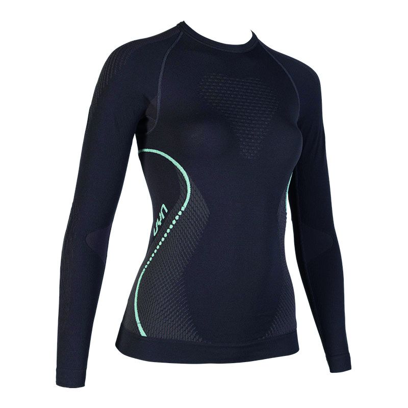 EVOLUTYON Damen-Langarmshirt / charcoal/anthracite/aqua / XS