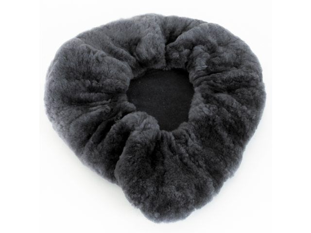 Saddle cover Lamskin black / schwarz-grau