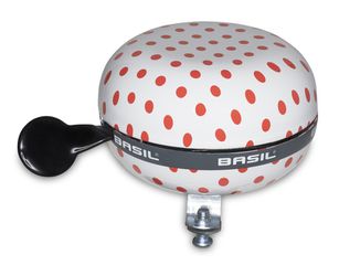 Polkadot Fahrradklingel 80mm / weiss/rot gepunktet