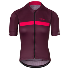 CHRONO Damen-Kurzarmtrikot / dark cherry/raspberry stripe / XS
