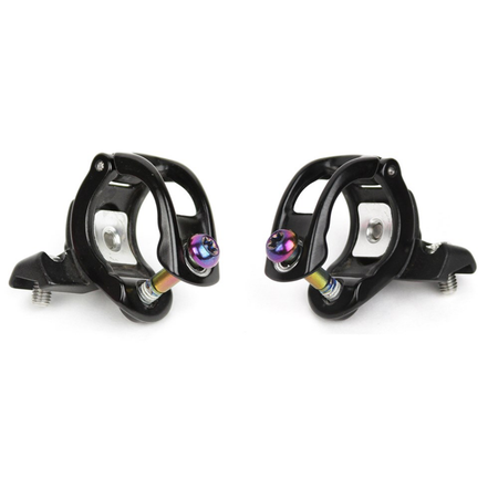 Disc Brake Lever Clamp, MatchMakerX, Pair, Rainbow / gloss black/rainbow hardware