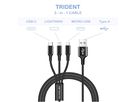 TRIDENT Ladegabel / black / 1m, USB-C, Micro-USB, Lightning