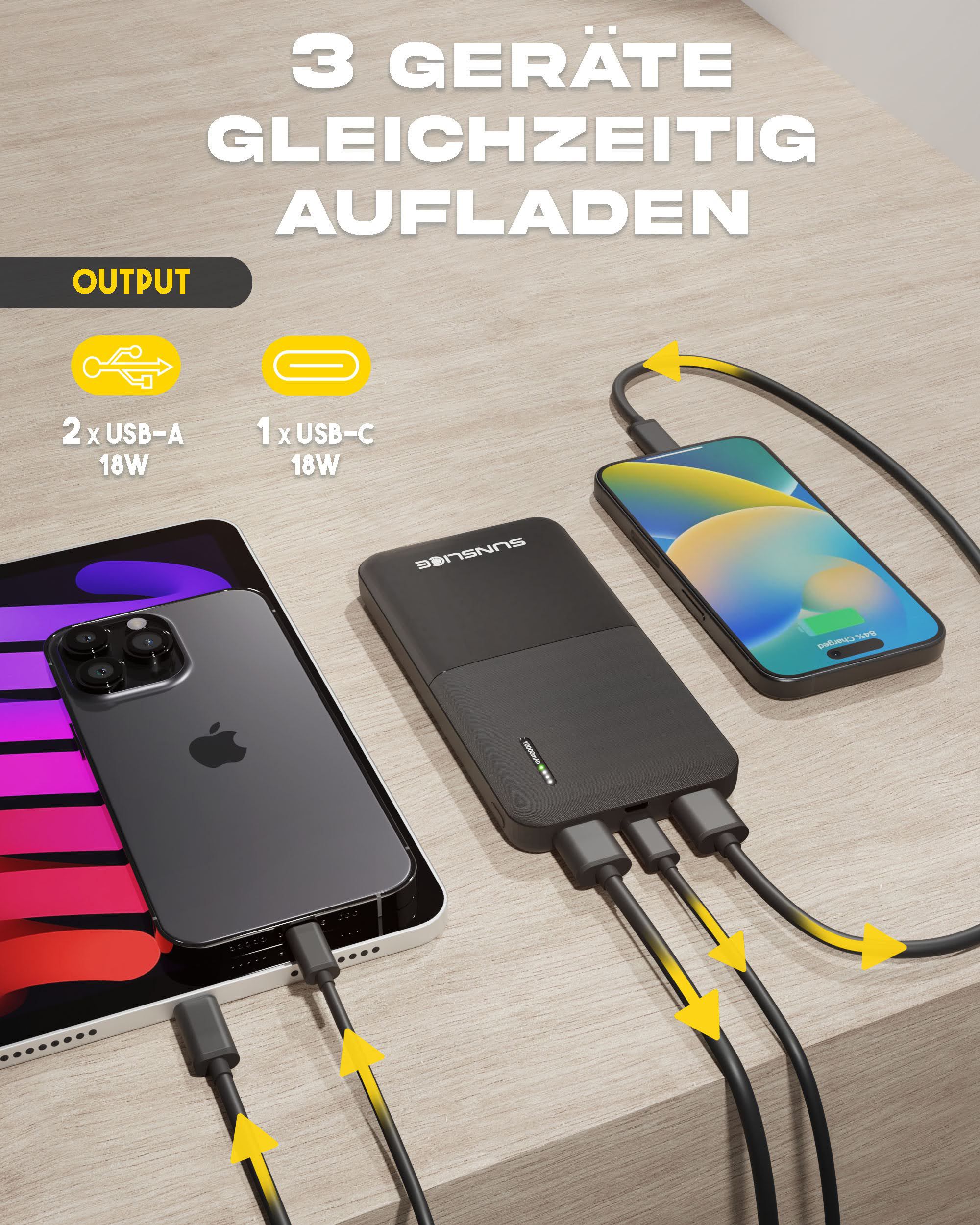 GRAVITY Powerbank / black / 10000mAh, 37W Output: 15W
