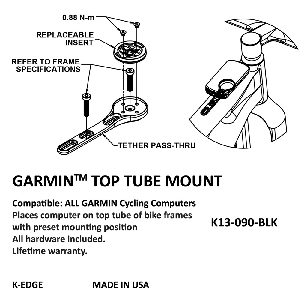 K-EDGE GARMIN Top Tube Mount / black / one size
