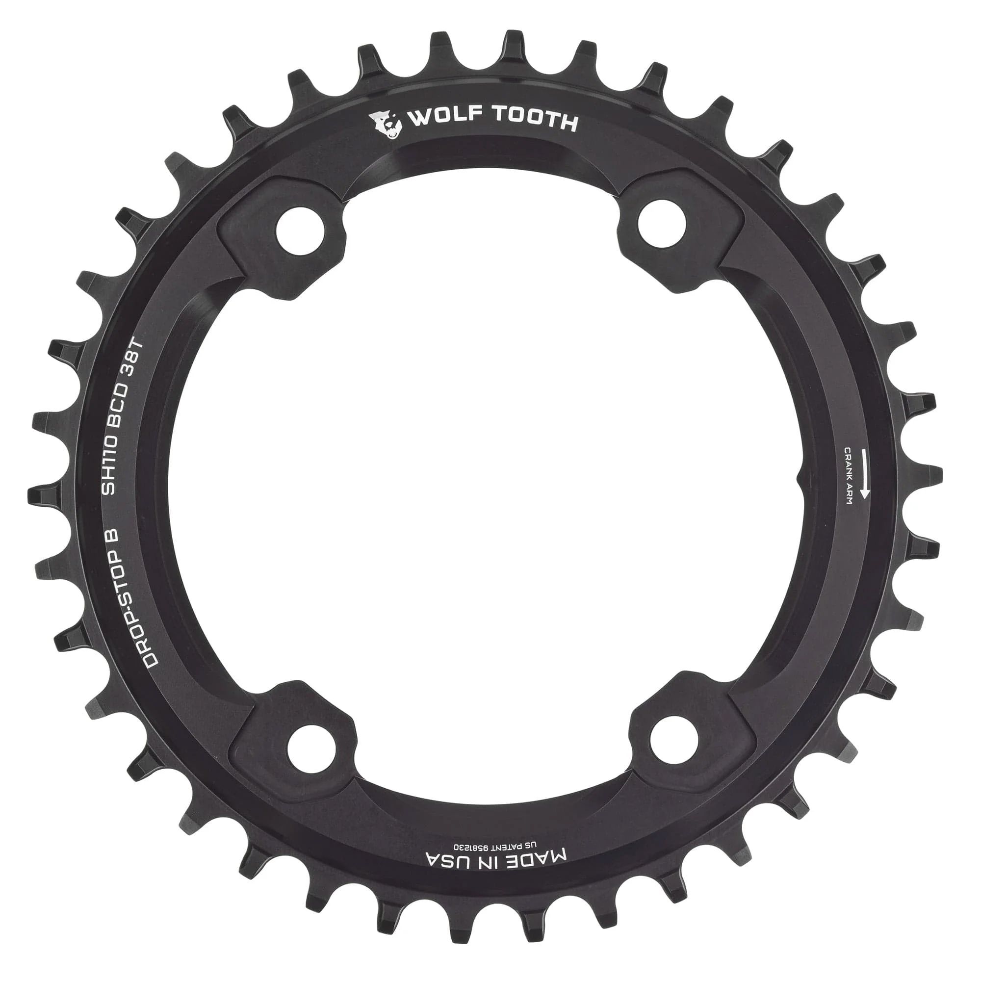 Kettenblatt für Shimano GRX, 38Z.,  LØ 110mm, assymmetrisch