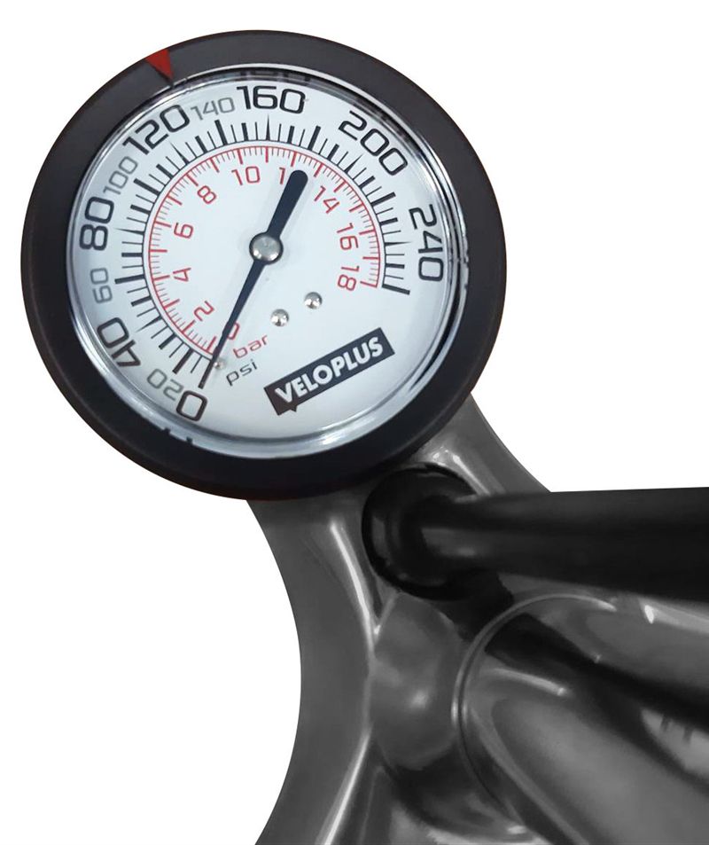 KOMPRESSOR Standpumpe aus Aluminium, 3" Manometer / silber