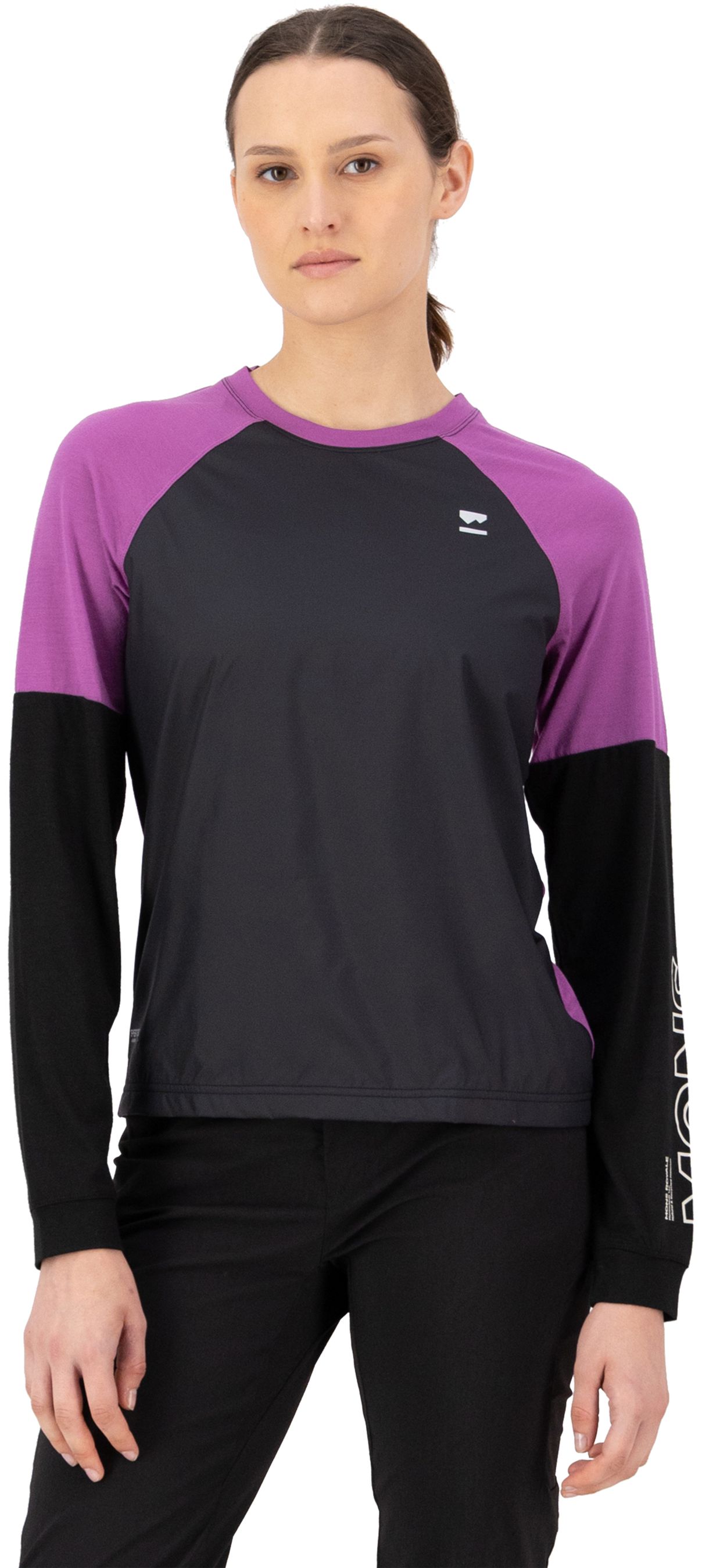 TARN WIND Damen-Merino-Langarmshirt / purple bolt/black / XS