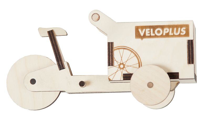 CARGOLI Dreirad Bausatz aus Holz mit VELOPLUS Logo