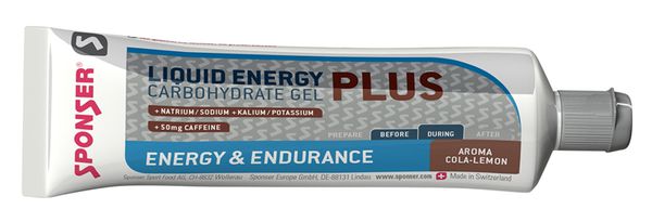 LIQUID ENERGY PLUS Gel Cola-Lemon mit Koffein, Tube 70g / COLA-LEMON