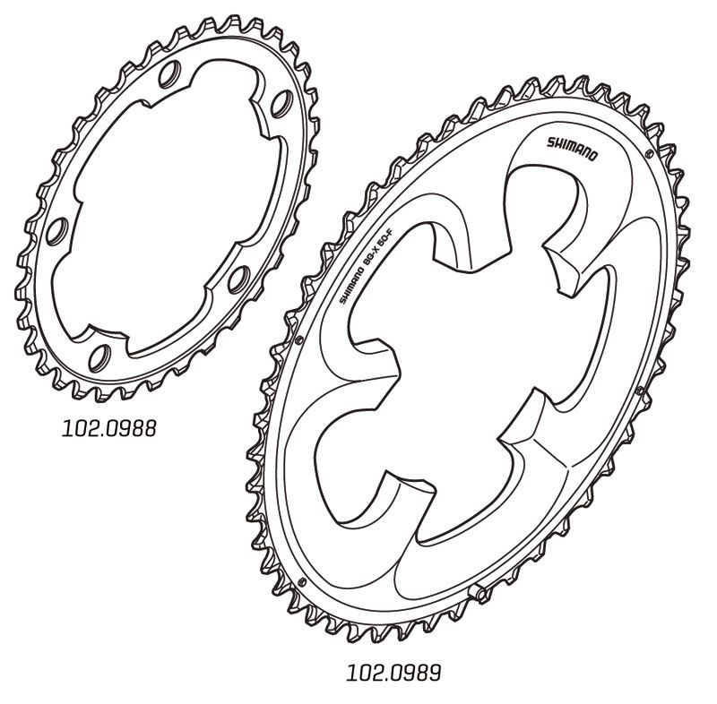 ULTEGRA 6750 5-Aarm-Kettenblätter 2x10-fach / silber / 50 Zähne