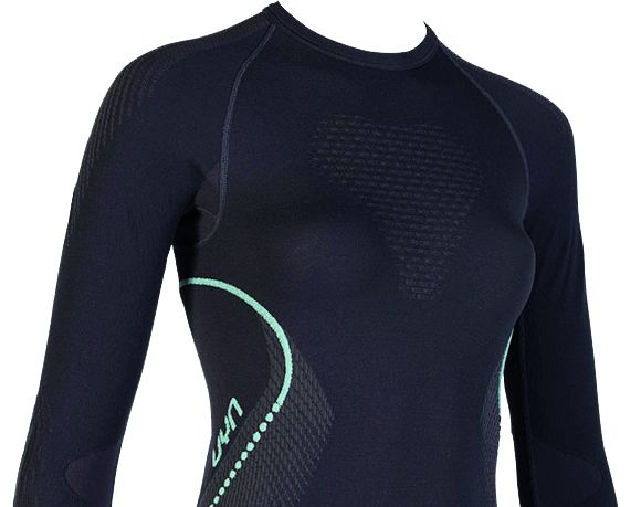 EVOLUTYON Damen-Langarmshirt / charcoal/anthracite/aqua / L/XL