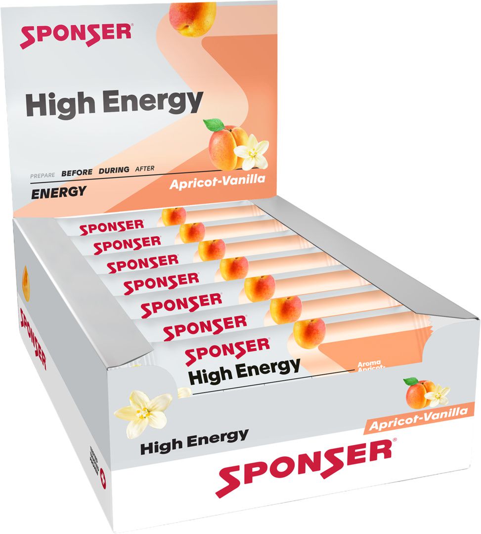 High Energy Bar, Display (30 x 45 g) / Apricot-Vanilla