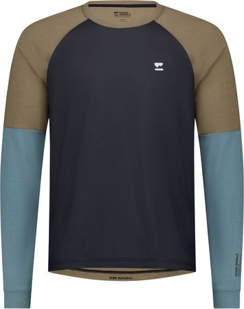 TARN WIND Herren-Merino-Langarmshirt / goblin blue/black / S