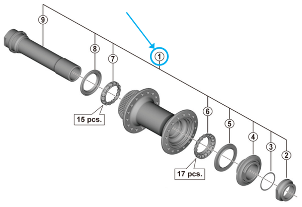 Achse komplett HB-MT400/B / HB-MT400, 100 mm