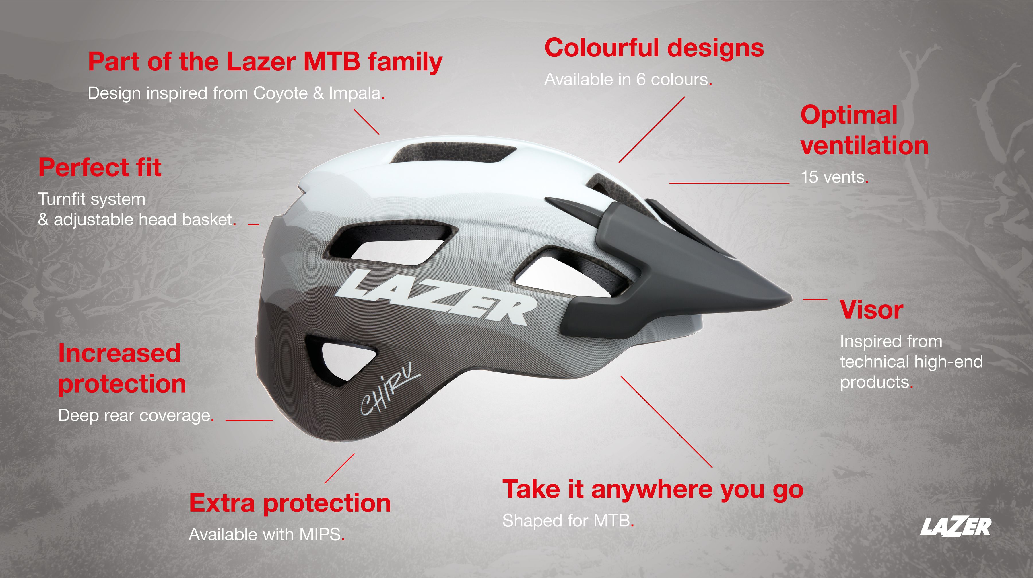 LAZER Unisex MTB Chiru MIPS Helm matte / matte white / M