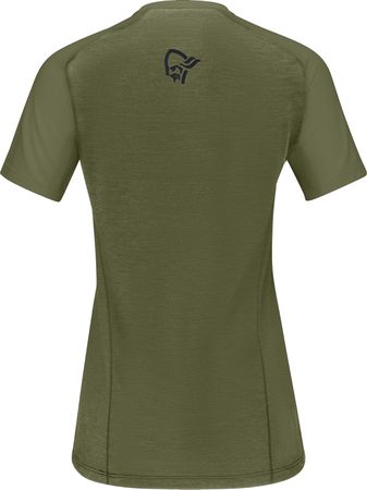 FJØRÅ WOOL SS Damen-Merino-Kurzarmshirt / olive night / S