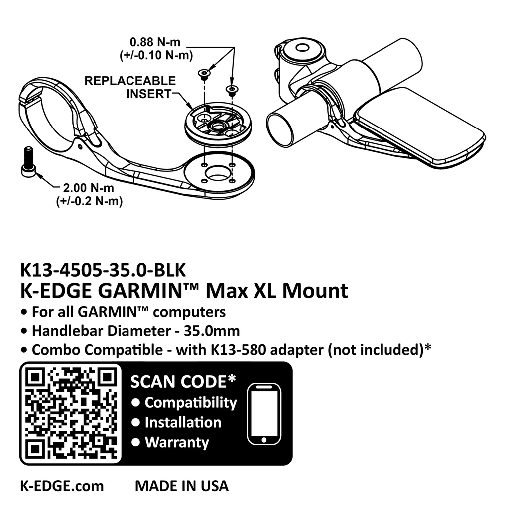 K-EDGE GARMIN MAX XL Mount 35.0mm / black / one size