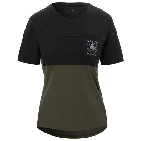 RIDE Damen-Gravel-Kurzarmshirt / black/trail green / L